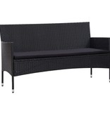 vidaXL 5-delige Loungeset met kussens poly rattan zwart