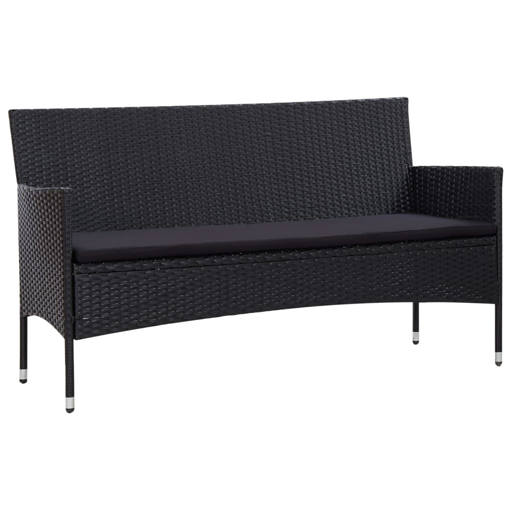 vidaXL 5-delige Loungeset met kussens poly rattan zwart