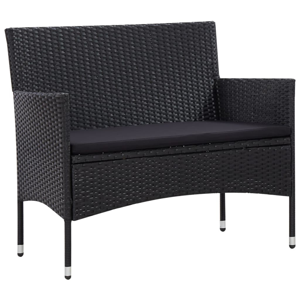 vidaXL 5-delige Loungeset met kussens poly rattan zwart