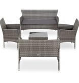 vidaXL 5-delige Loungeset met kussens poly rattan grijs