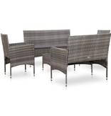 vidaXL 5-delige Loungeset met kussens poly rattan grijs