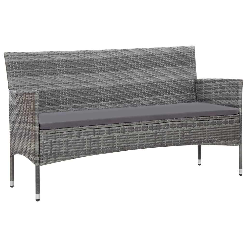 vidaXL 5-delige Loungeset met kussens poly rattan grijs