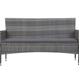 vidaXL 5-delige Loungeset met kussens poly rattan grijs