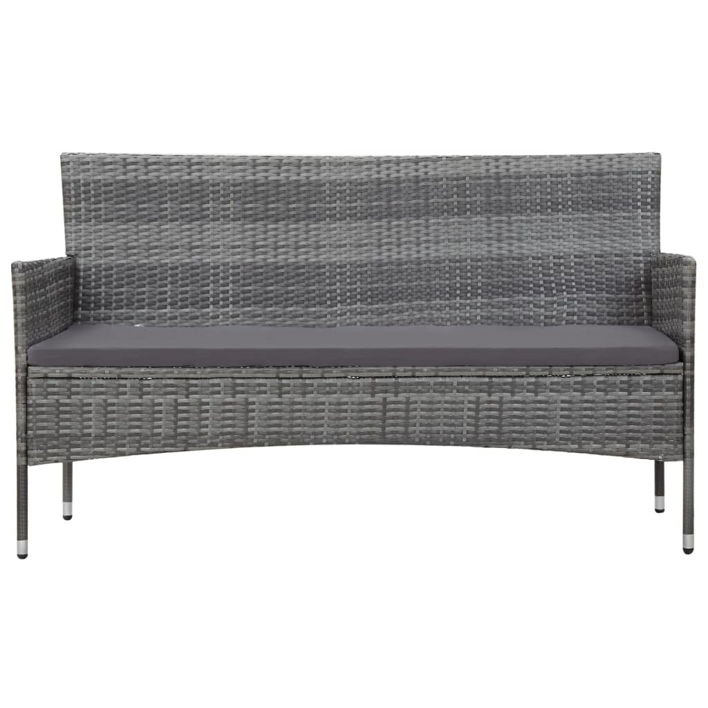 vidaXL 5-delige Loungeset met kussens poly rattan grijs