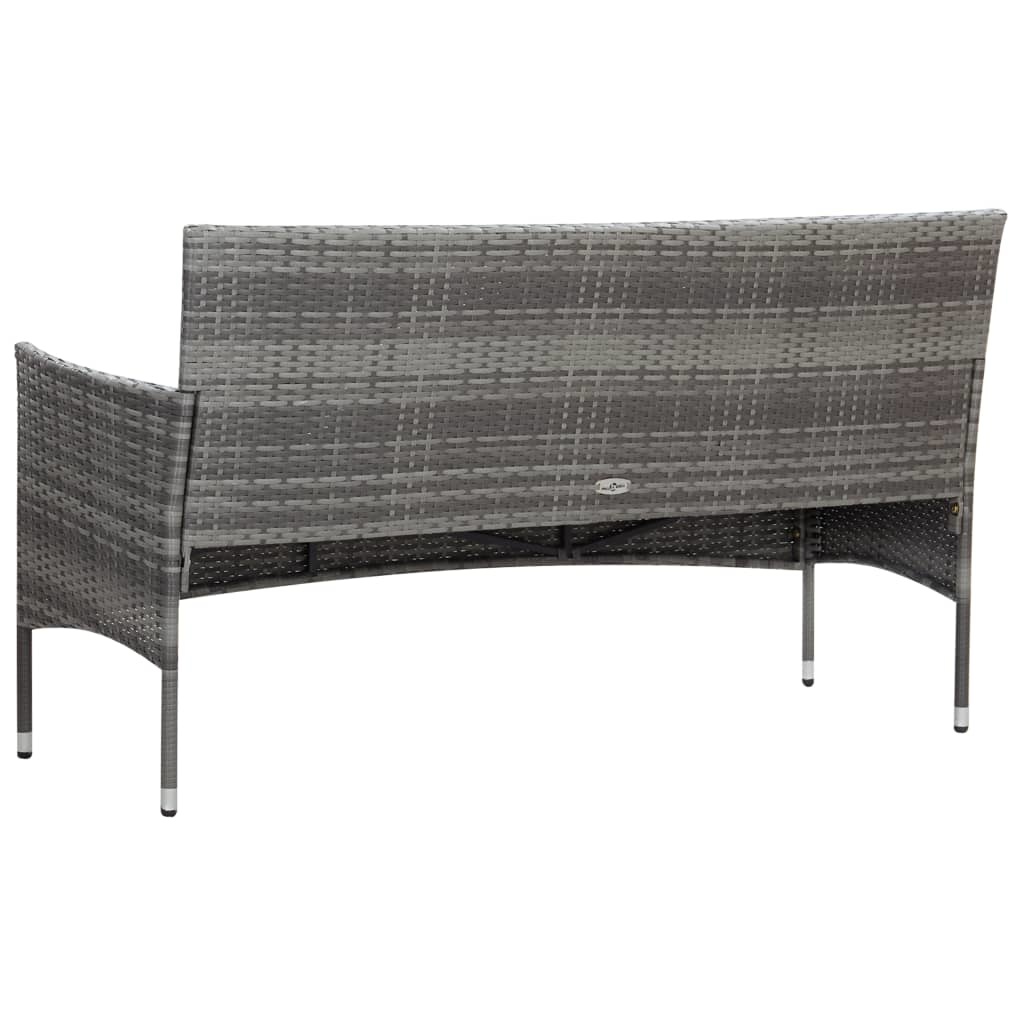 VidaXL 5-delige Loungeset met kussens poly rattan grijs