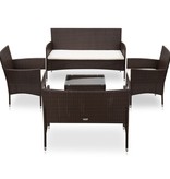 vidaXL 5-delige Loungeset met kussens poly rattan bruin