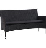 vidaXL 4-delige Loungeset met kussens poly rattan zwart