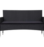 vidaXL 4-delige Loungeset met kussens poly rattan zwart