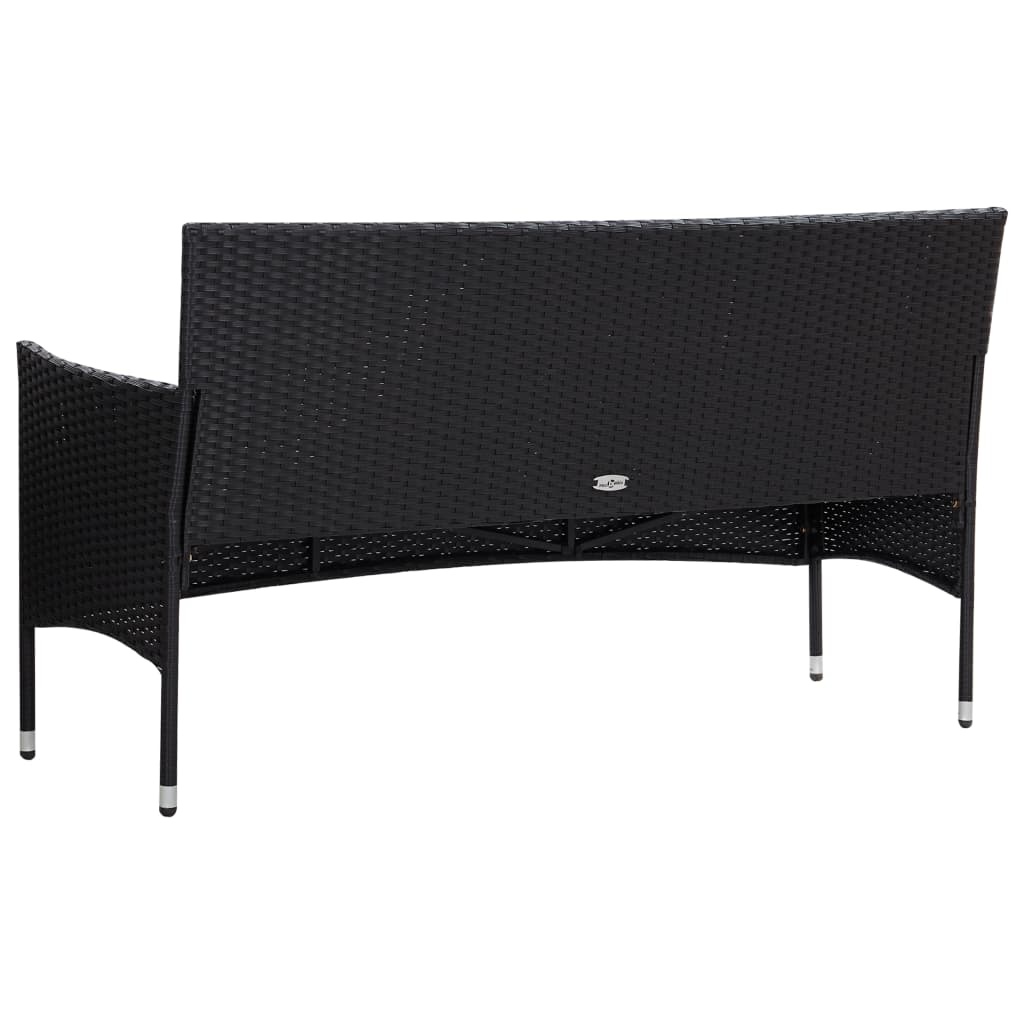 vidaXL 4-delige Loungeset met kussens poly rattan zwart