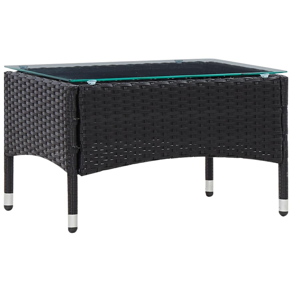 vidaXL 4-delige Loungeset met kussens poly rattan zwart