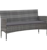 vidaXL 4-delige Loungeset met kussens poly rattan grijs