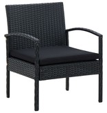 vidaXL 5-delige Loungeset met kussens poly rattan zwart