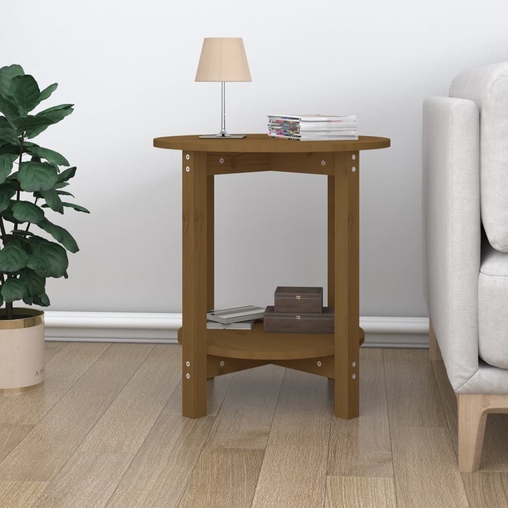 VidaXL Salontafel Ø 55x60 cm massief grenenhout honingbruin