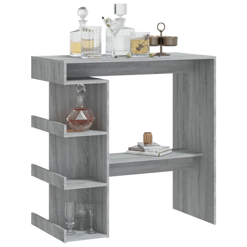 VidaXL Bartafel met opbergrek 100x50x101,5 cm grijs sonoma