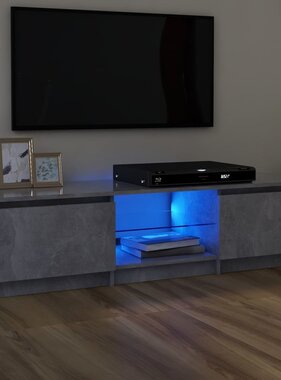 VidaXL Tv-meubel met LED-verlichting 140x40x35,5 cm betongrijs