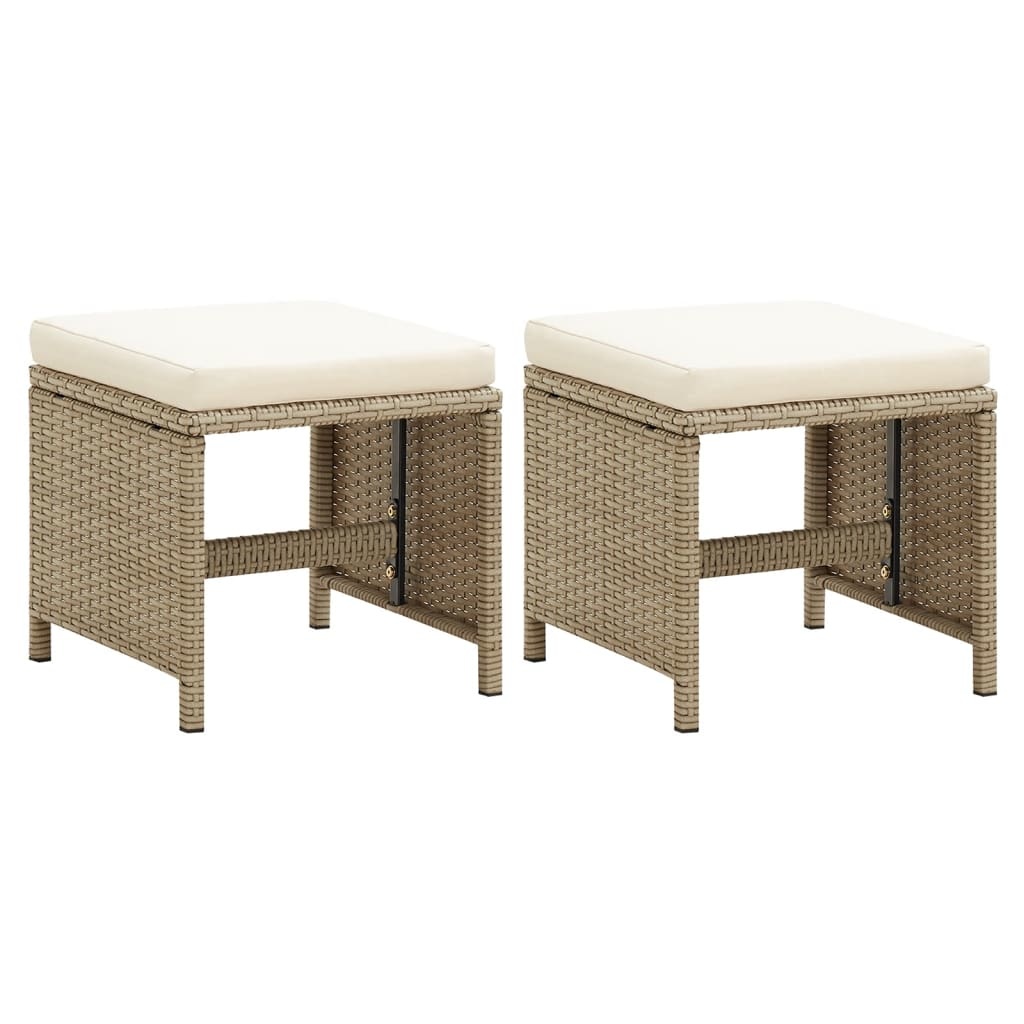 vidaXL Tuinkrukken 2 st met kussens poly rattan beige