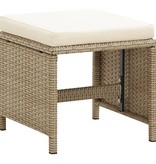 vidaXL Tuinkrukken 2 st met kussens poly rattan beige