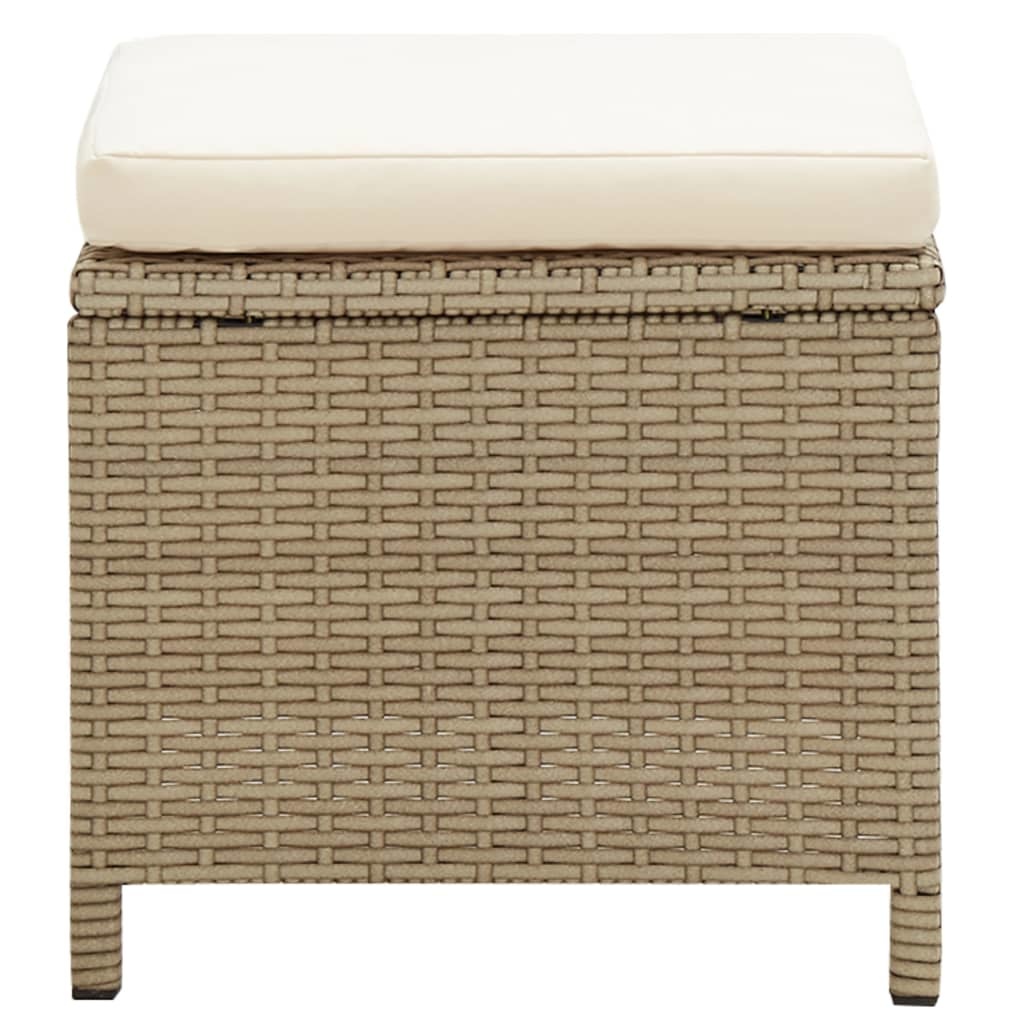 vidaXL Tuinkrukken 2 st met kussens poly rattan beige