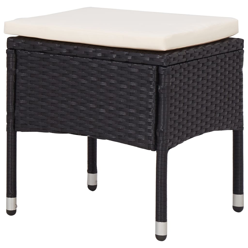 VidaXL 5-delige Tuinset poly rattan en glas zwart