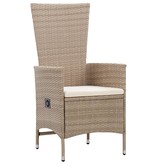 vidaXL Tuinstoelen 2 st met kussens poly rattan beige