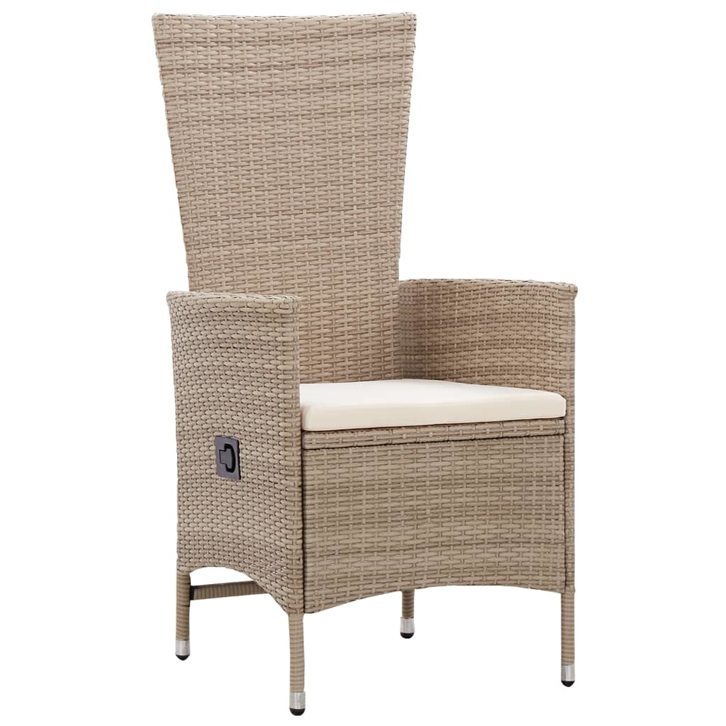 vidaXL Tuinstoelen 2 st met kussens poly rattan beige