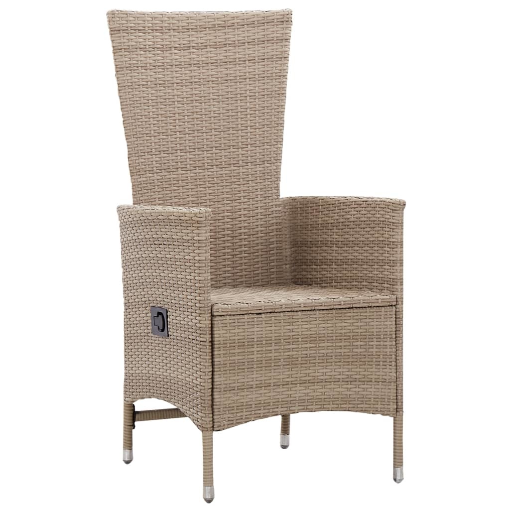 vidaXL Tuinstoelen 2 st met kussens poly rattan beige