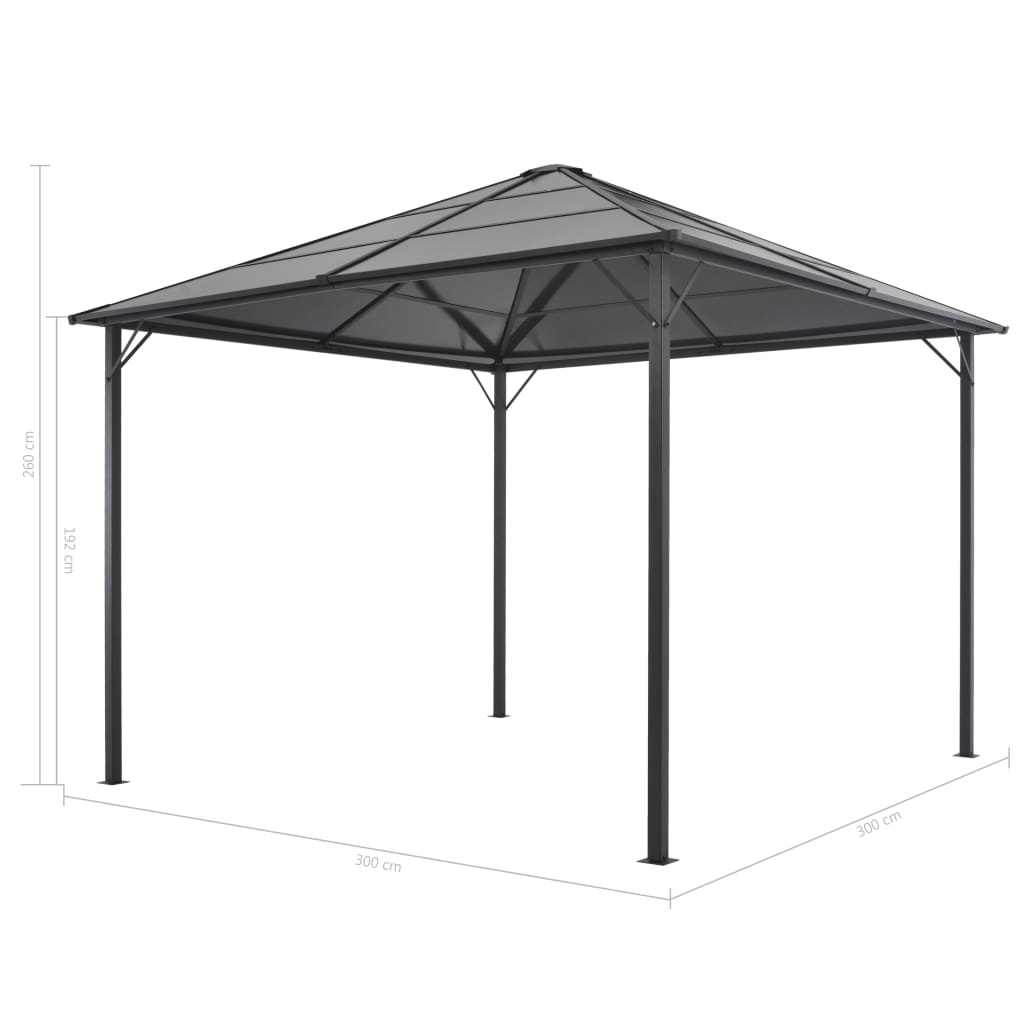 vidaXL Tuinpaviljoen met dak 3x3 m aluminium zwart