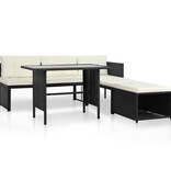 VidaXL 4-delige Loungeset poly rattan zwart