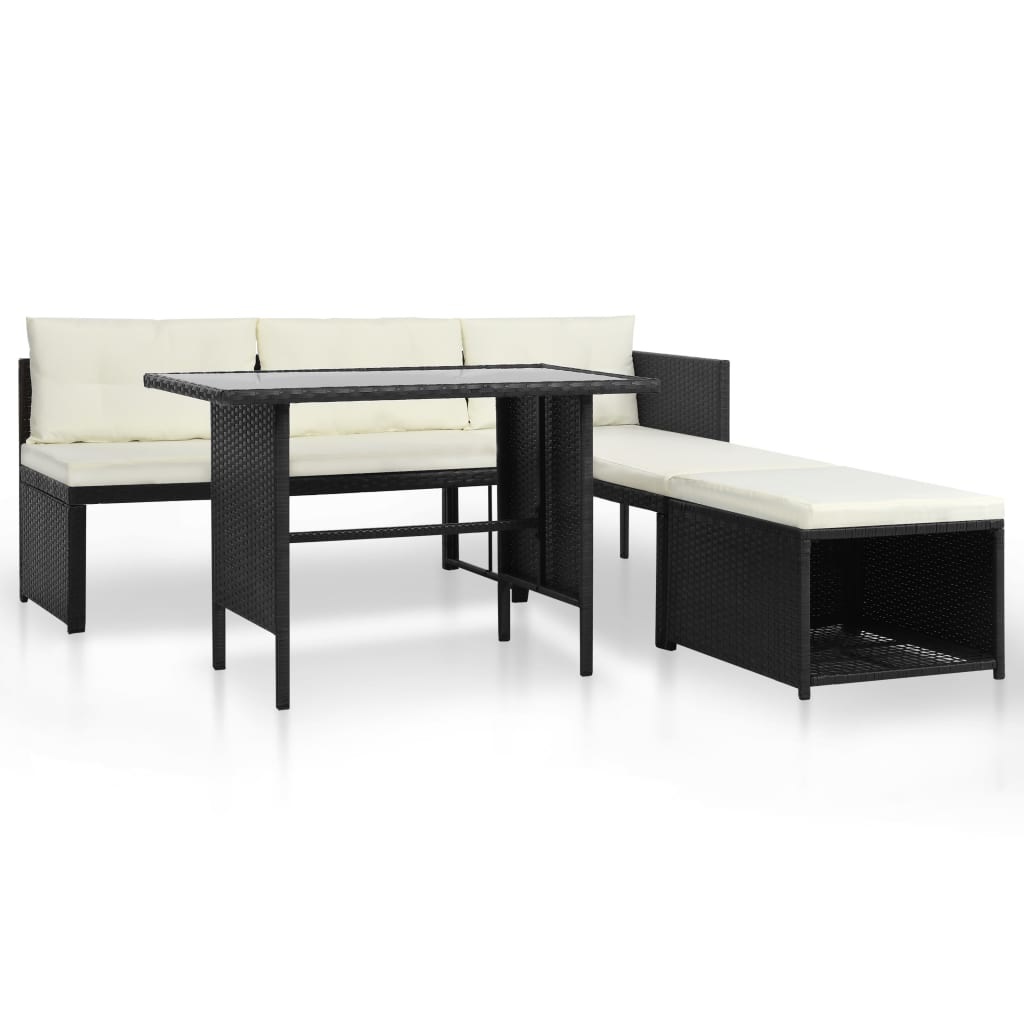 VidaXL 4-delige Loungeset poly rattan zwart
