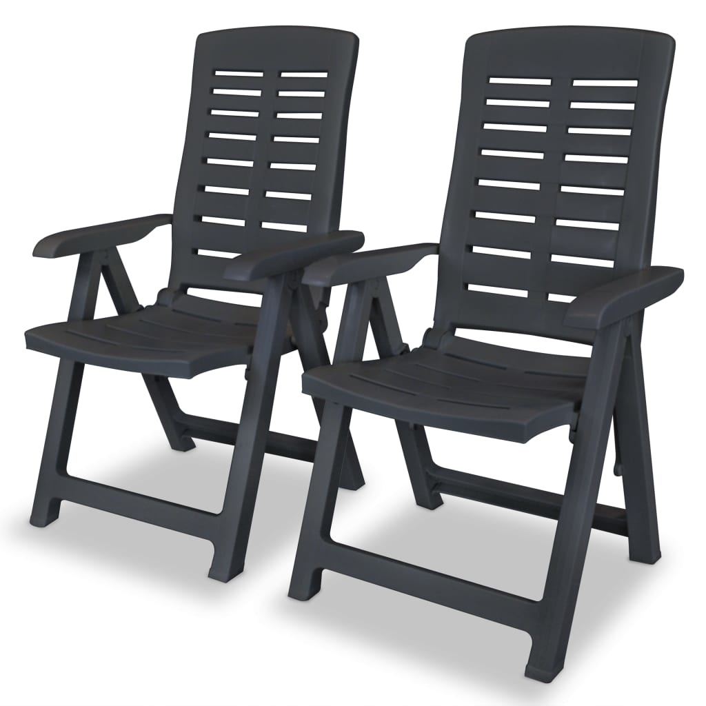 VidaXL Tuinstoelen 2 st verstelbaar kunststof antracietkleurig