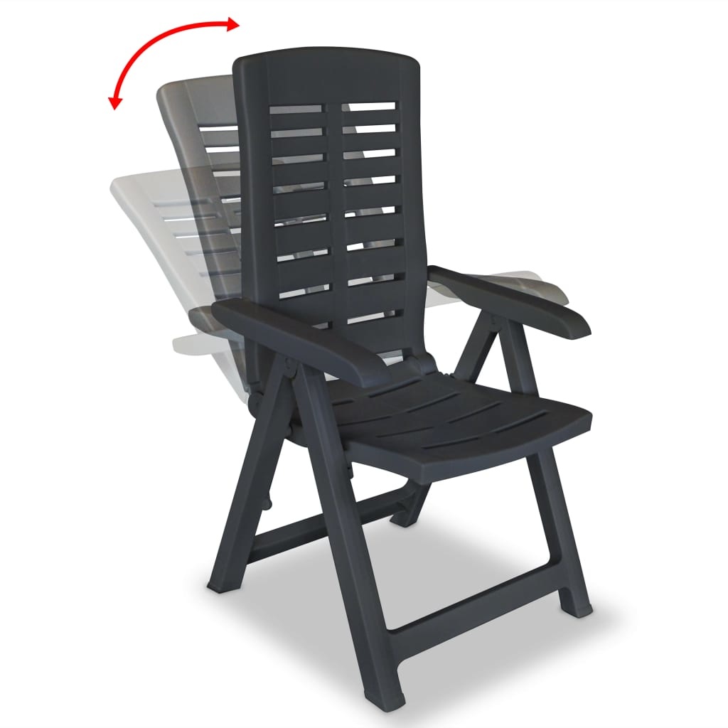 VidaXL Tuinstoelen 2 st verstelbaar kunststof antracietkleurig