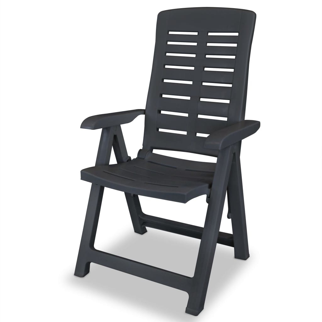 VidaXL Tuinstoelen 2 st verstelbaar kunststof antracietkleurig