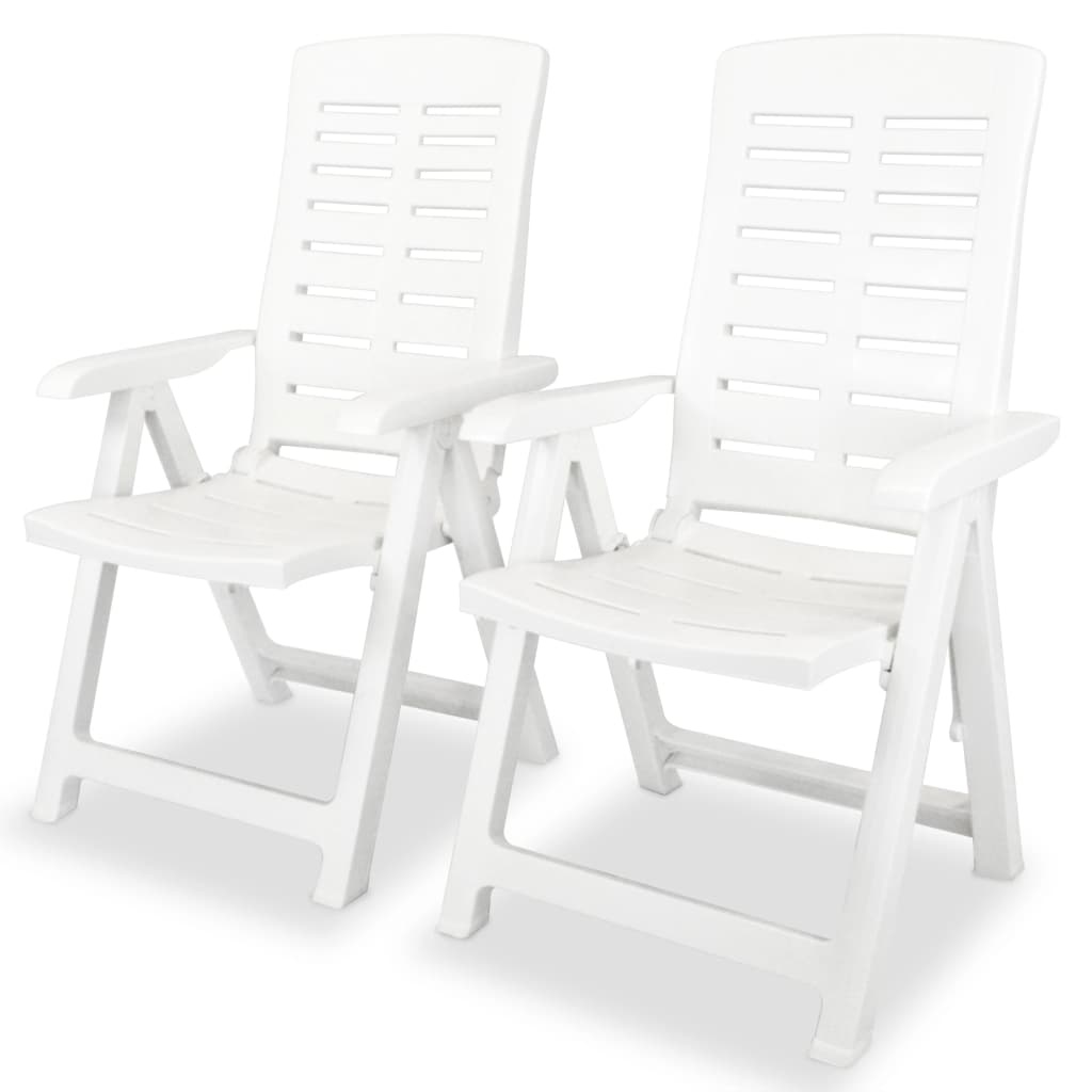 VidaXL Tuinstoelen 2 st verstelbaar kunststof wit