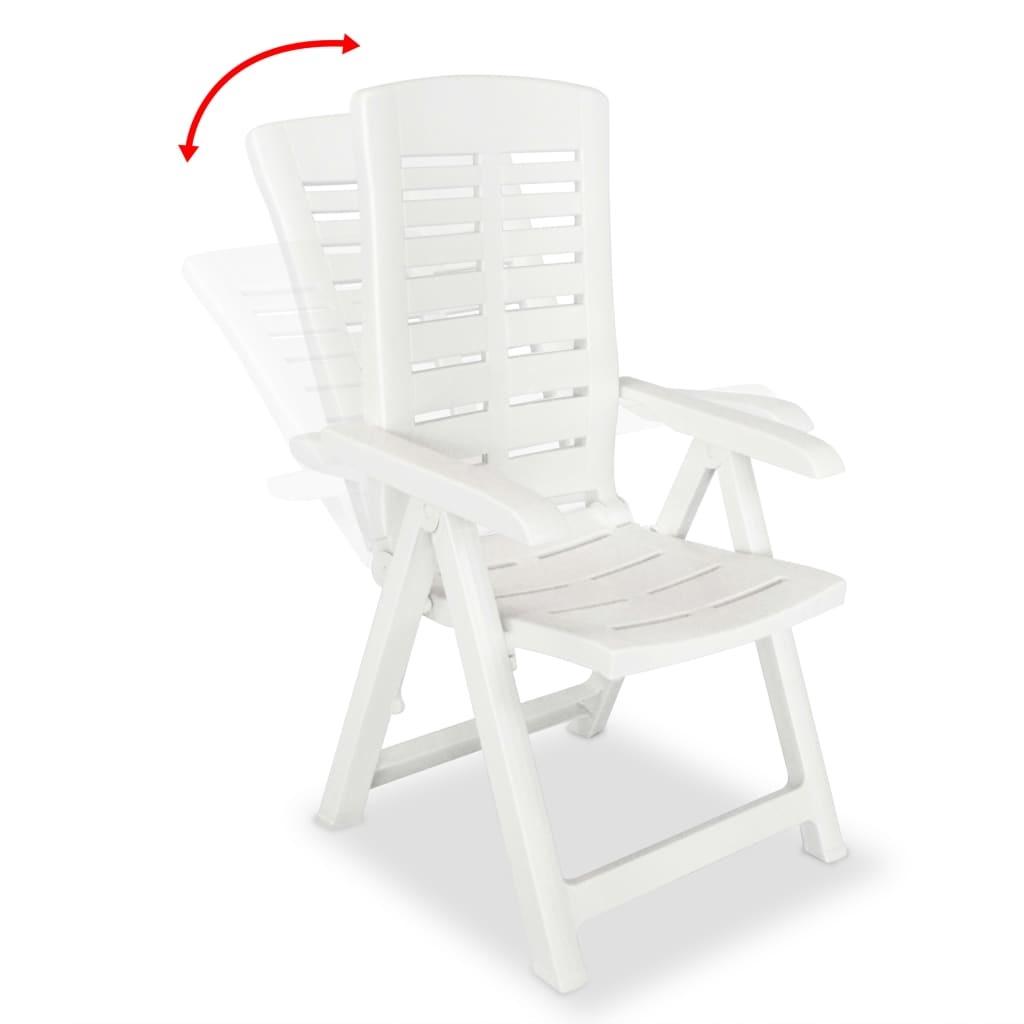 VidaXL Tuinstoelen 2 st verstelbaar kunststof wit