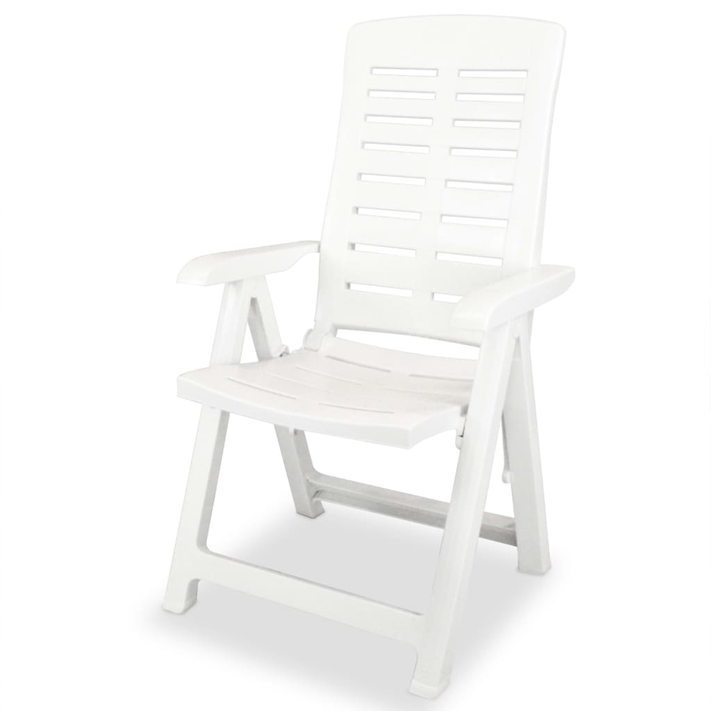 VidaXL Tuinstoelen 2 st verstelbaar kunststof wit