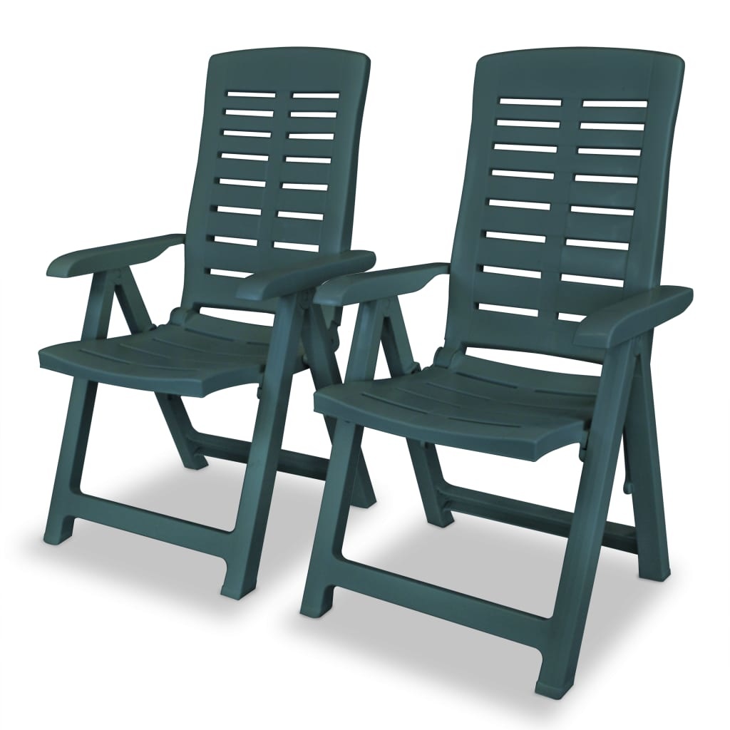VidaXL Tuinstoelen 2 st verstelbaar kunststof groen