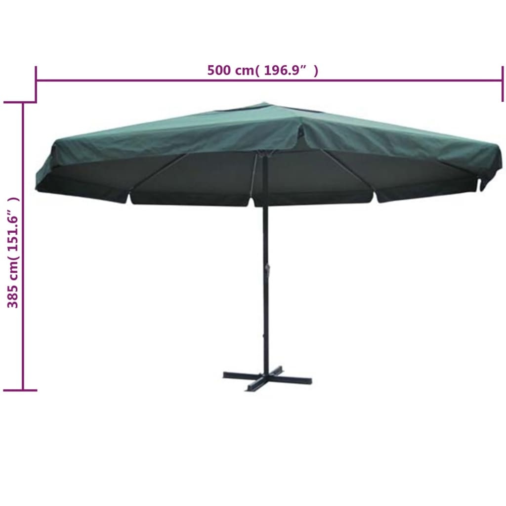 vidaXL Parasol Samos 500 cm aluminium groen