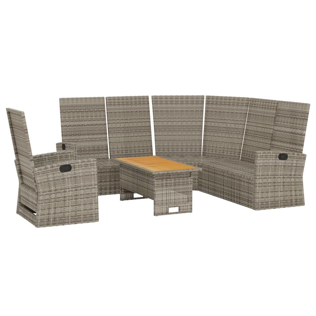 vidaXL 3-delige Loungeset met kussens poly rattan grijs