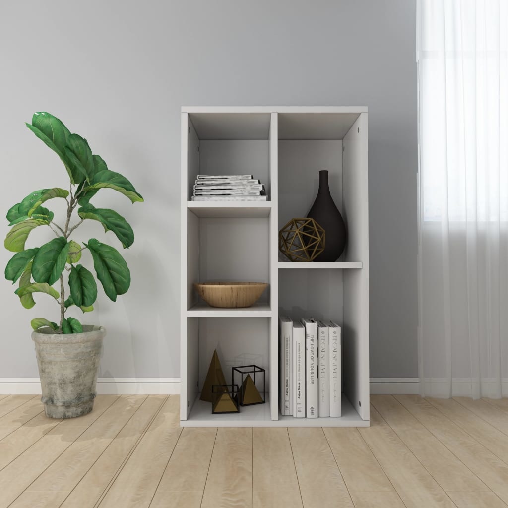 VidaXL Boekenkast/dressoir 50x25x80 cm spaanplaat hoogglans wit