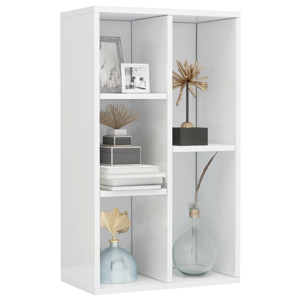 VidaXL Boekenkast/dressoir 50x25x80 cm spaanplaat hoogglans wit