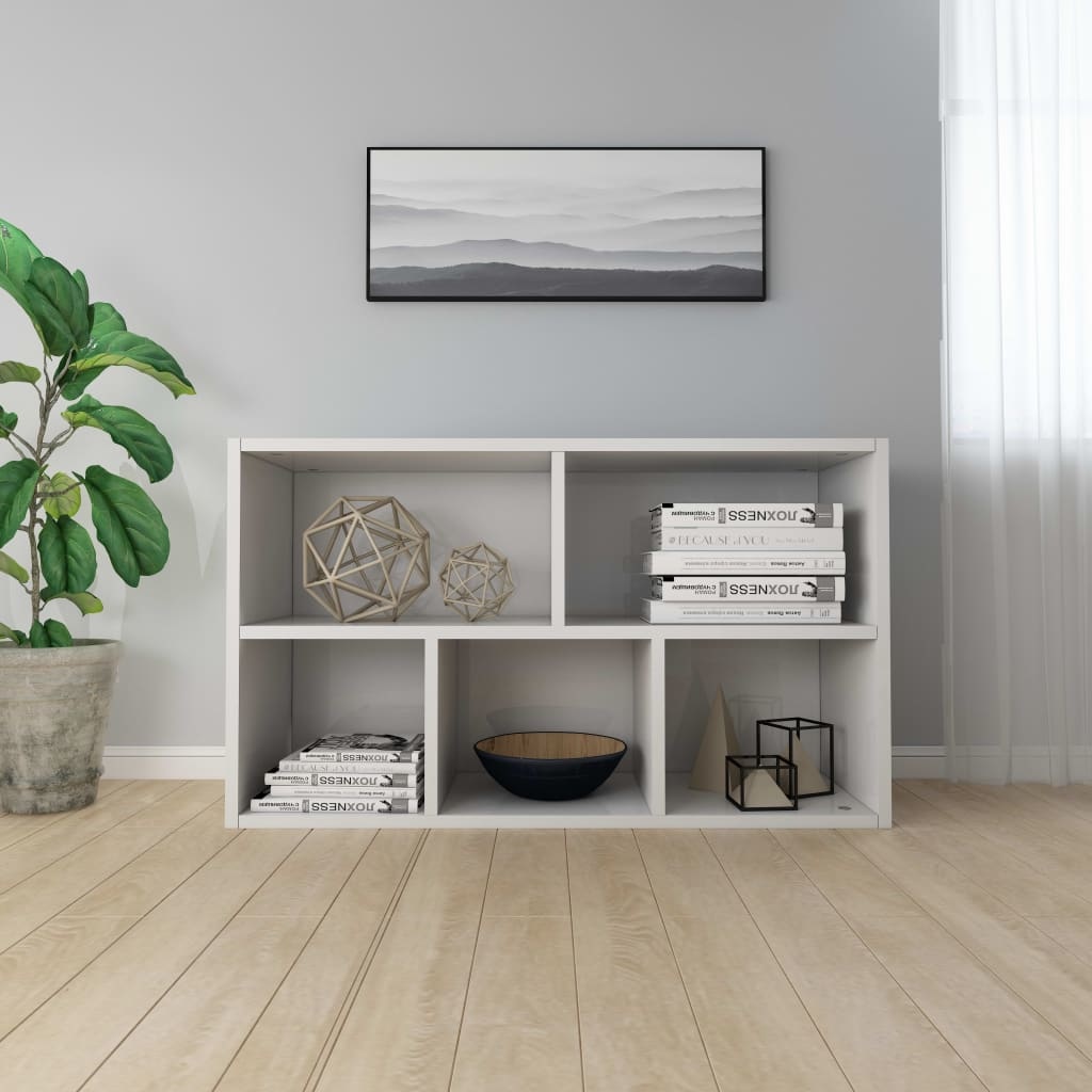 VidaXL Boekenkast/dressoir 50x25x80 cm spaanplaat hoogglans wit