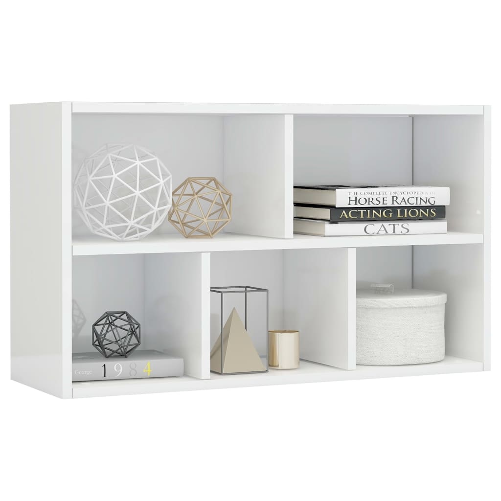 VidaXL Boekenkast/dressoir 50x25x80 cm spaanplaat hoogglans wit