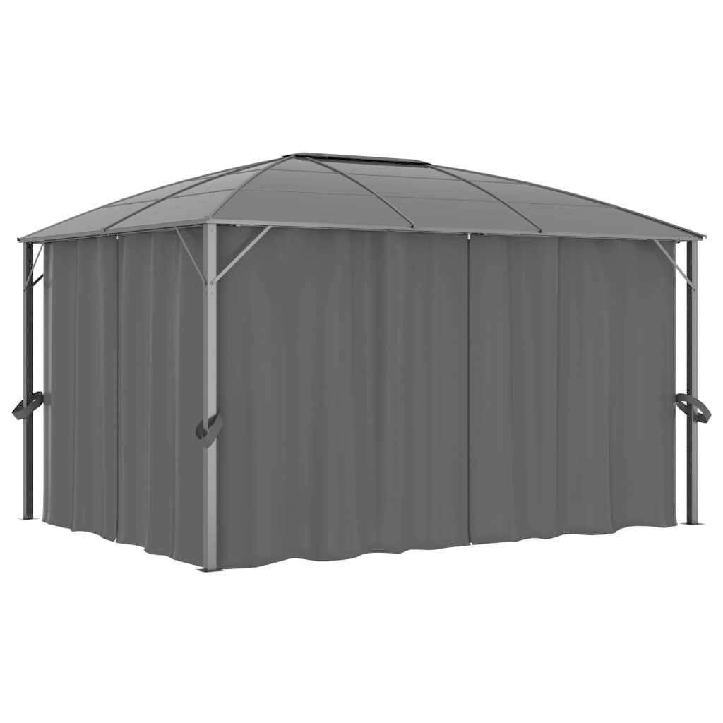 VidaXL Prieel met gordijnen 400x300x265 cm antraciet