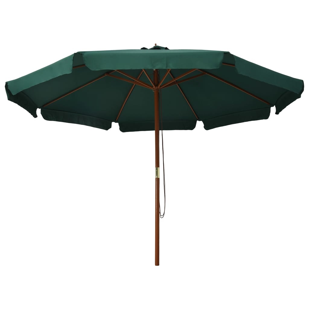 vidaXL Parasol met houten paal 330 cm groen