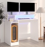 VidaXL Bureau met LED-verlichting 97x90x45 cm bewerkt hout wit