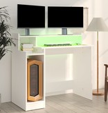 VidaXL Bureau met LED-verlichting 97x90x45 cm bewerkt hout wit