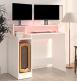 VidaXL Bureau met LED-verlichting 97x90x45 cm bewerkt hout wit