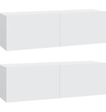 VidaXL Tv-meubelen 2 st wandgemonteerd 100x30x30 cm bewerkt hout wit