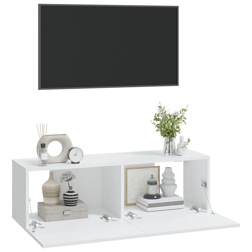 VidaXL Tv-meubelen 2 st wandgemonteerd 100x30x30 cm bewerkt hout wit