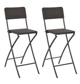 VidaXL Barstoelen inklapbaar 2 st rattan look HDPE en staal bruin